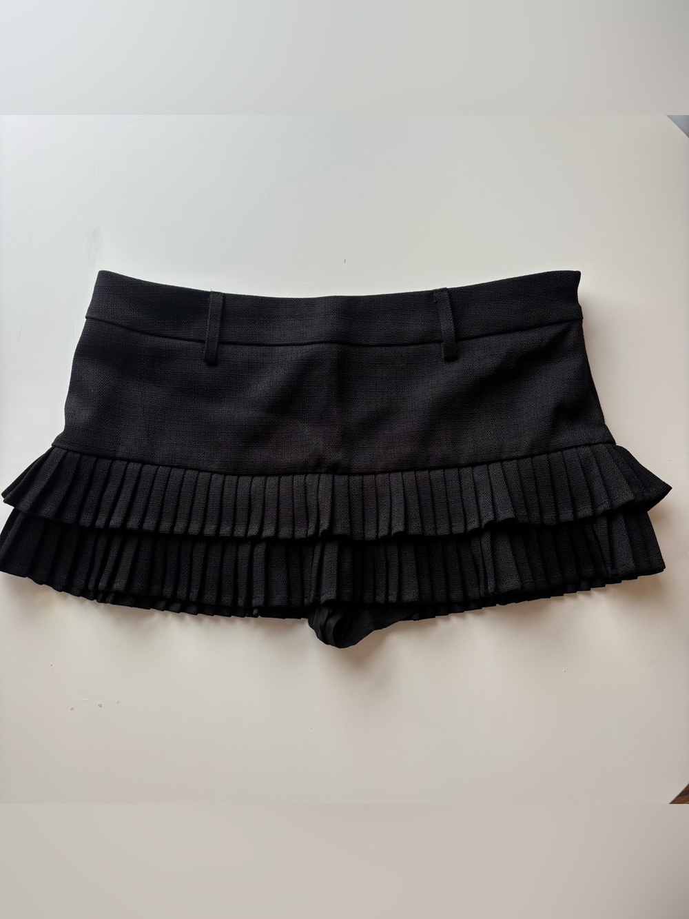 Lioness Black Pleated Ruffle Mini Skort